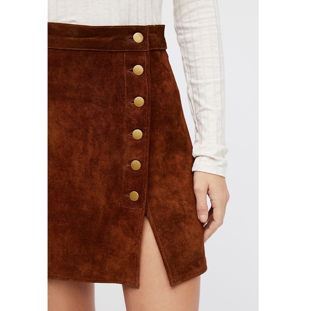 Free People Suede Mini Skirt Understated Leather - Picture 4 of 4